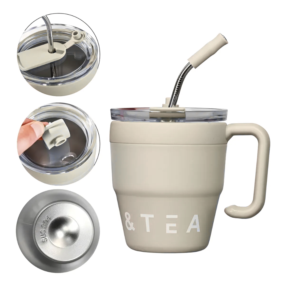 Mug 480ml Taza Pitillo Termico Blanco